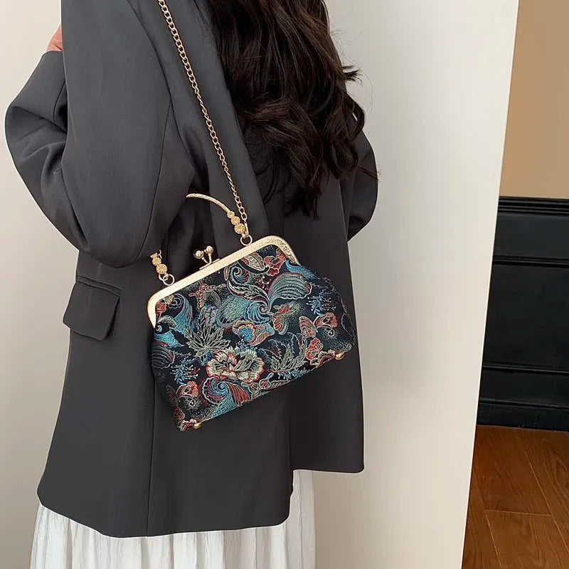Sac à bandoulière brodé de Style chinois pour femmes, pochette de soirée de mariage, fait à la main, style Boho Vintage, cadeau