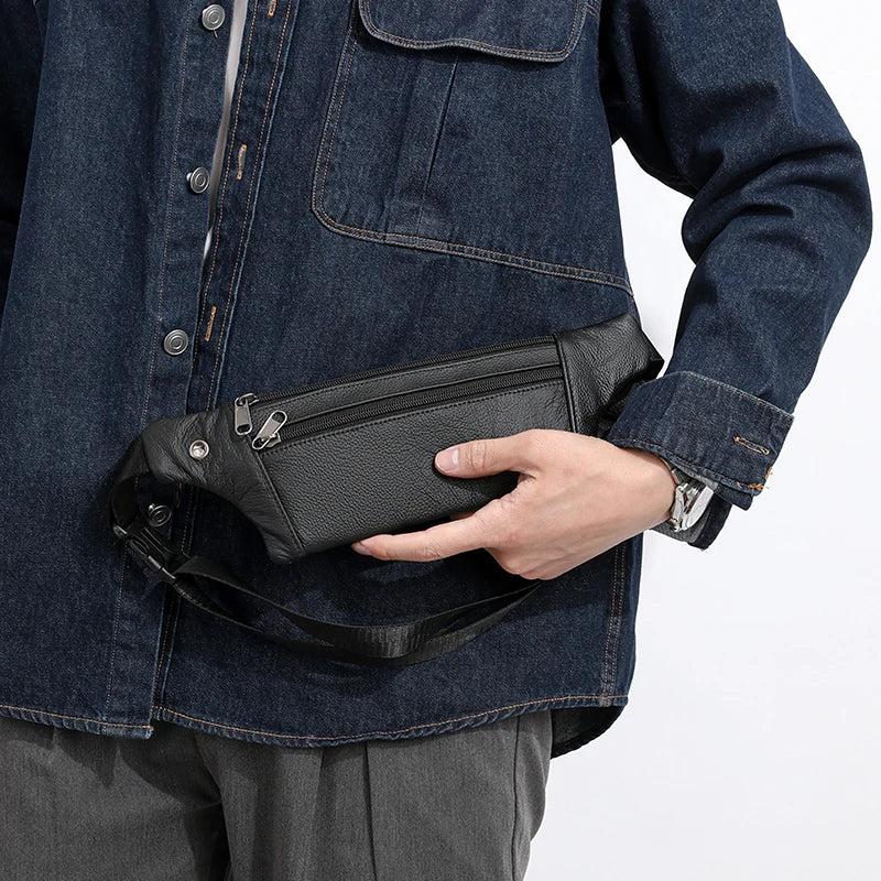 Sac banane cuir plat