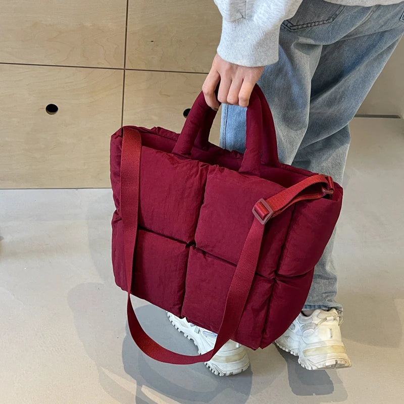 sac de luxe femme sac bandouillère femme MOODS-Sacs à bandoulière carrés pour femmes, sacs à main rembourrés en coton carillon, sac fourre-tout matelassé de grande capacité Lux, printemps, nouveau, 2024