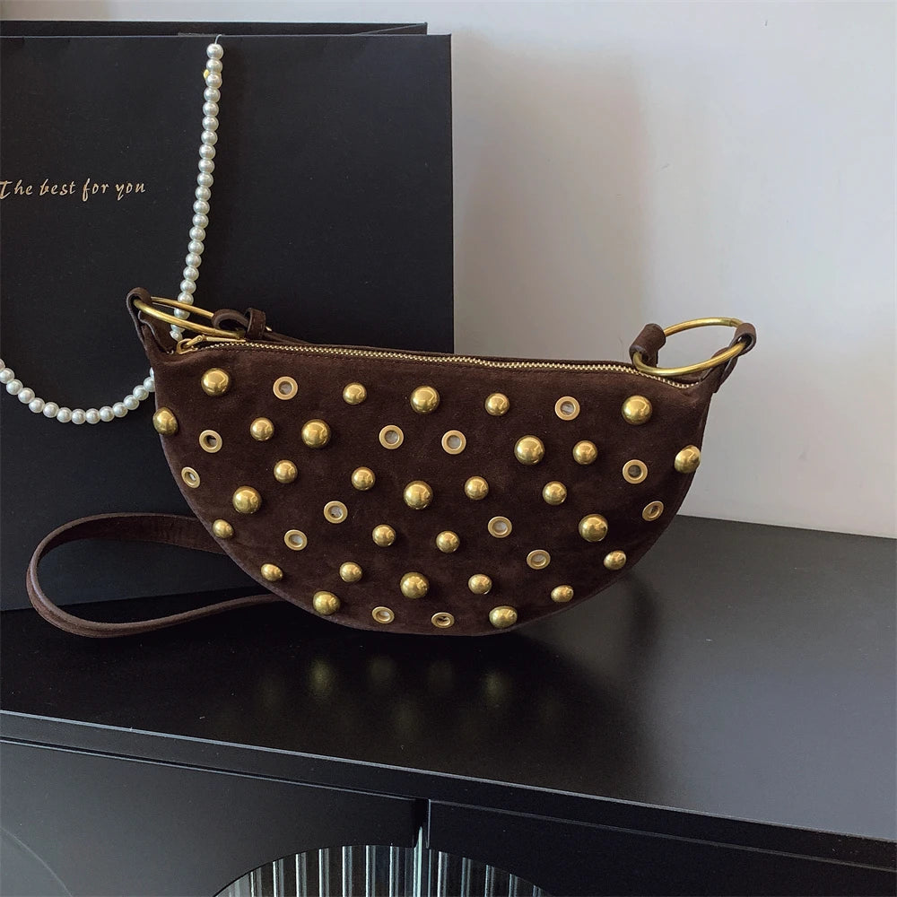 Sac demi-lune daim