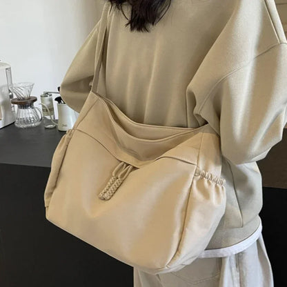 Sac à Bandoulière Hobos en Nylon pour Femme, Sacoche à Fermeture Éclair, Décontractée, Solide, de Grande Capacité, à la Mode, 2025