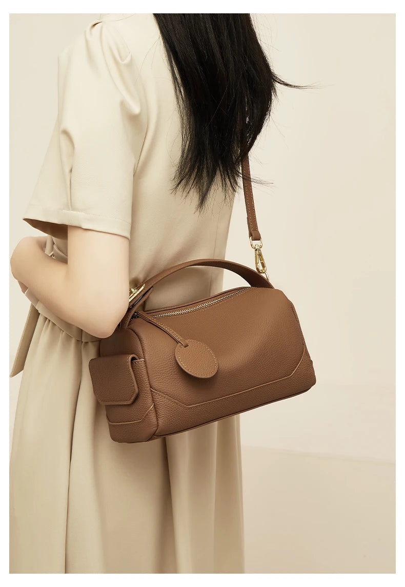 FOXER 2026 Nouveau Sac à Bandoulière pour Femme en Cuir Véritable, Sac à Main Grande Capacité, Sac Bandoulière Polyvalent pour Femme, Sac Oreiller