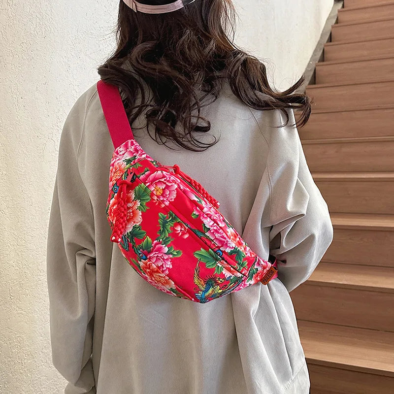 Sac banane à fleurs