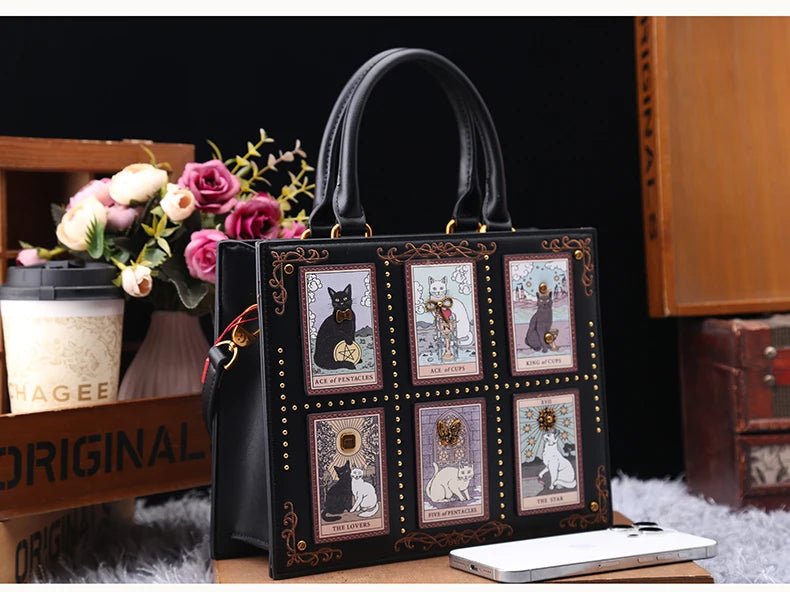 Sac de créateur vintage et de luxe avec broderie délicate impression de chat sac fourre-tout populaire et à la mode pour femmes de grande capacité