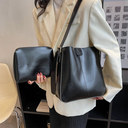 sac a mains femme sac luxe célèbre marque sac de cours MOODS-Ensemble de Sacs Fourre-Tout Rétro pour Femme, Large Sangle, Cuir PU Souple, Sacs à Bandoulière avec Petit Sac à Main, Shopping de Grande Capacité