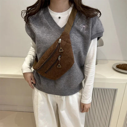 Sac banane femme velours côtelé