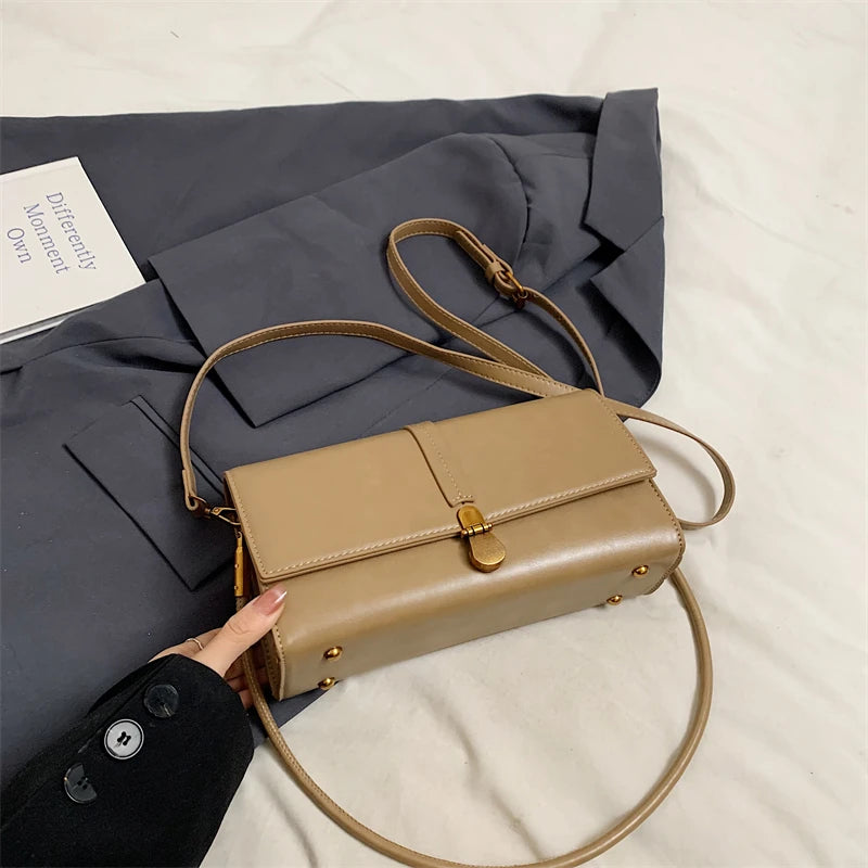 MOODS rétro rabat bandoulière sacs de messager pour femmes en cuir PU couleur Pure petit sac à bandoulière carré sac à main de créateur de luxe 2025
