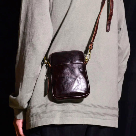 Gland TOO-Mini sac à bandoulière en cuir pour homme, sac à bandoulière décontracté, couche de tête de bain verticale, sac à bandoulière en cuir souple, pli américains, rétro