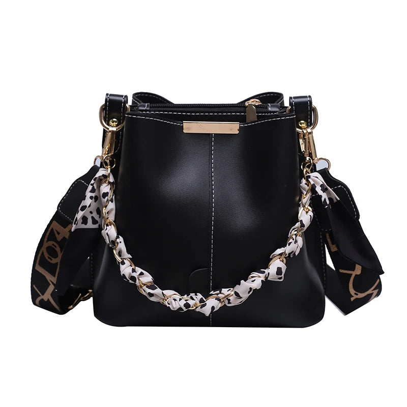 sac de luxe femme sac luxe célèbre marque Sacs à main et bourses pour femmes, en seau, marque, décor écharpe en soie Pure, sangle Large, sac à bandoulière de grande capacité, nouvelle collection, 2022