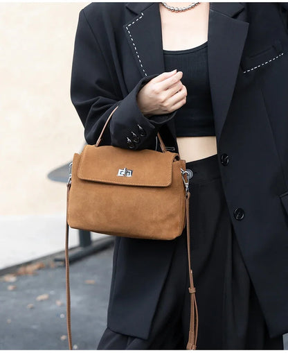 Nouveau sac bandoulière de luxe en cuir véritable et daim naturel pour femme, collection automne-hiver 2026 – Sac messager de créateur pour le quotidien