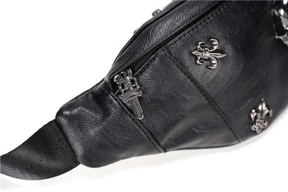 Sac banane noir en cuir