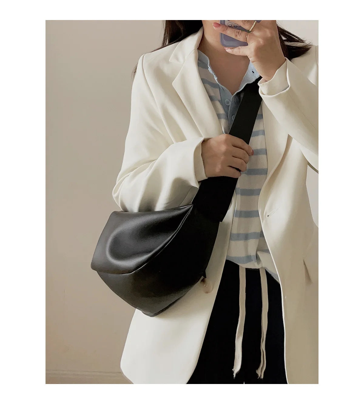 Grand sac banane cuir femme