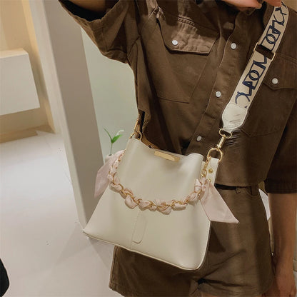 sac de luxe femme sac luxe célèbre marque Sacs à main et bourses pour femmes, en seau, marque, décor écharpe en soie Pure, sangle Large, sac à bandoulière de grande capacité, nouvelle collection, 2022