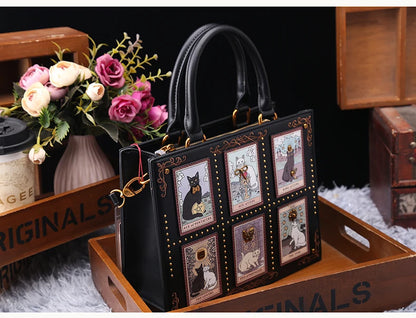 Sac de créateur vintage et de luxe avec broderie délicate impression de chat sac fourre-tout populaire et à la mode pour femmes de grande capacité