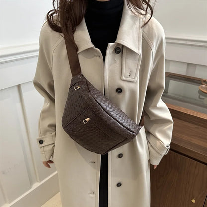 Sac banane cuir tressé