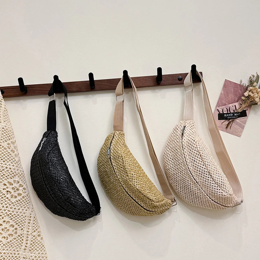 Sac banane femme paille