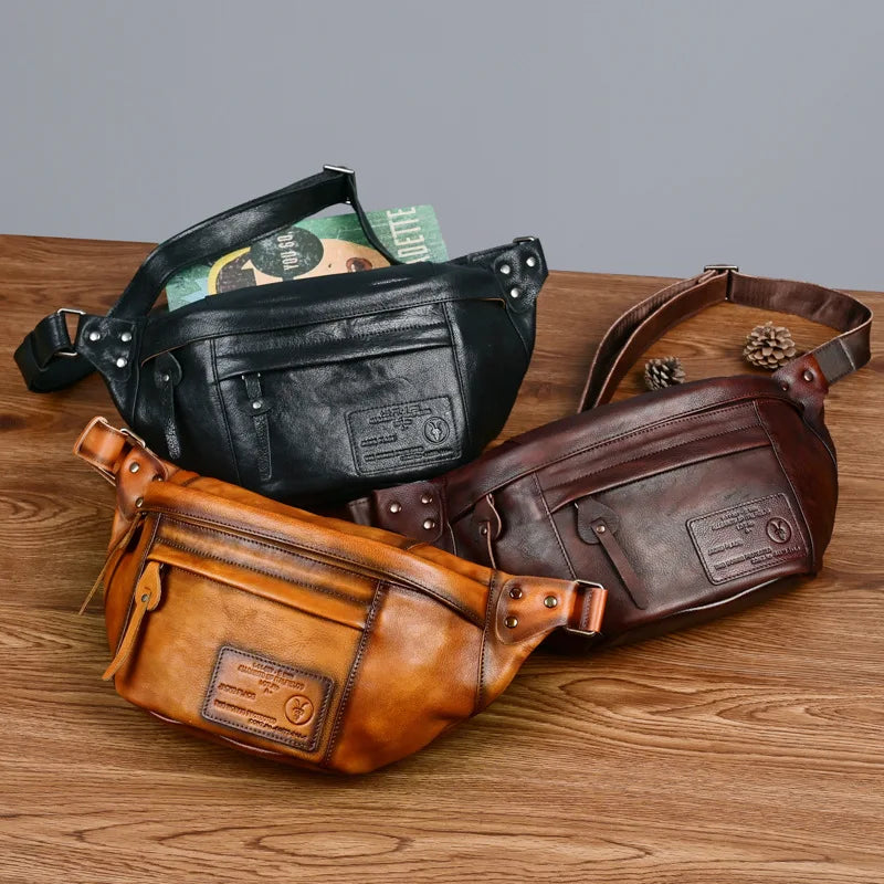Grand sac banane cuir