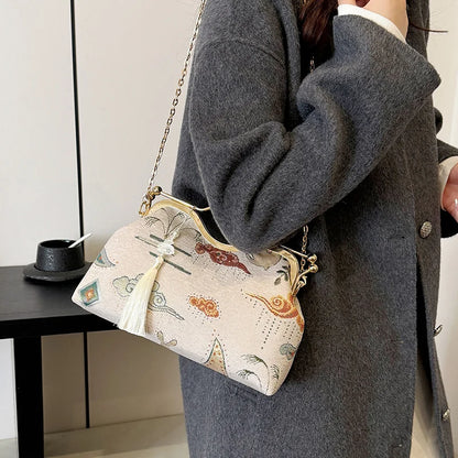 JOinitied-Pochette à franges vintage pour femme, sac à main de luxe, sacs à bandoulière, sac à main de soirée, mariée, mariage, mode