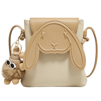 FOXER-Petit sac à bandoulière en cuir pour femme, sac pour téléphone portable, design lapin mignon, initié