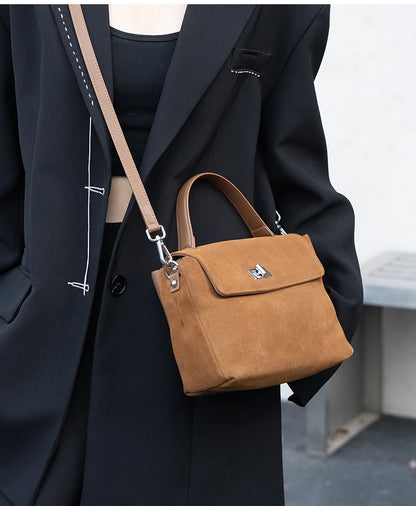 Nouveau sac bandoulière de luxe en cuir véritable et daim naturel pour femme, collection automne-hiver 2026 – Sac messager de créateur pour le quotidien