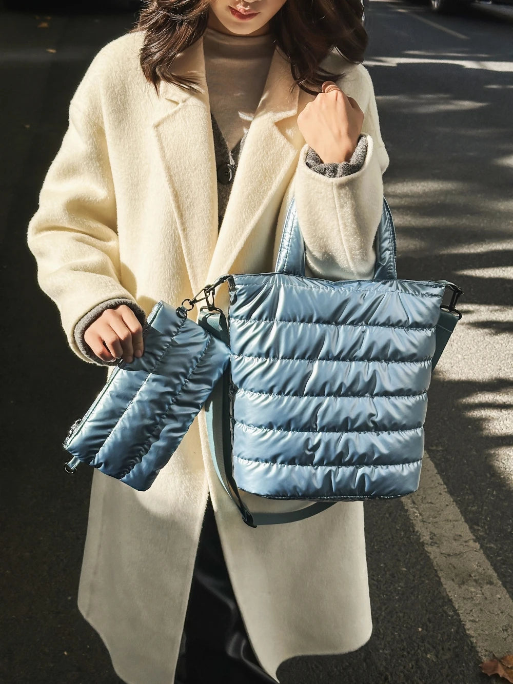 sac de luxe femme sac bandoulière femme sac de luxe femme marque célèbre MOODS-Ensemble de Sacs à Main en Tissu de Coton Matelassé pour Femme, 2 en 1, observateur, Grande Capacité, Cabas, Dernière Collection Hiver 2025