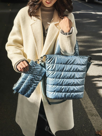 sac de luxe femme sac bandoulière femme sac de luxe femme marque célèbre MOODS-Ensemble de Sacs à Main en Tissu de Coton Matelassé pour Femme, 2 en 1, observateur, Grande Capacité, Cabas, Dernière Collection Hiver 2025