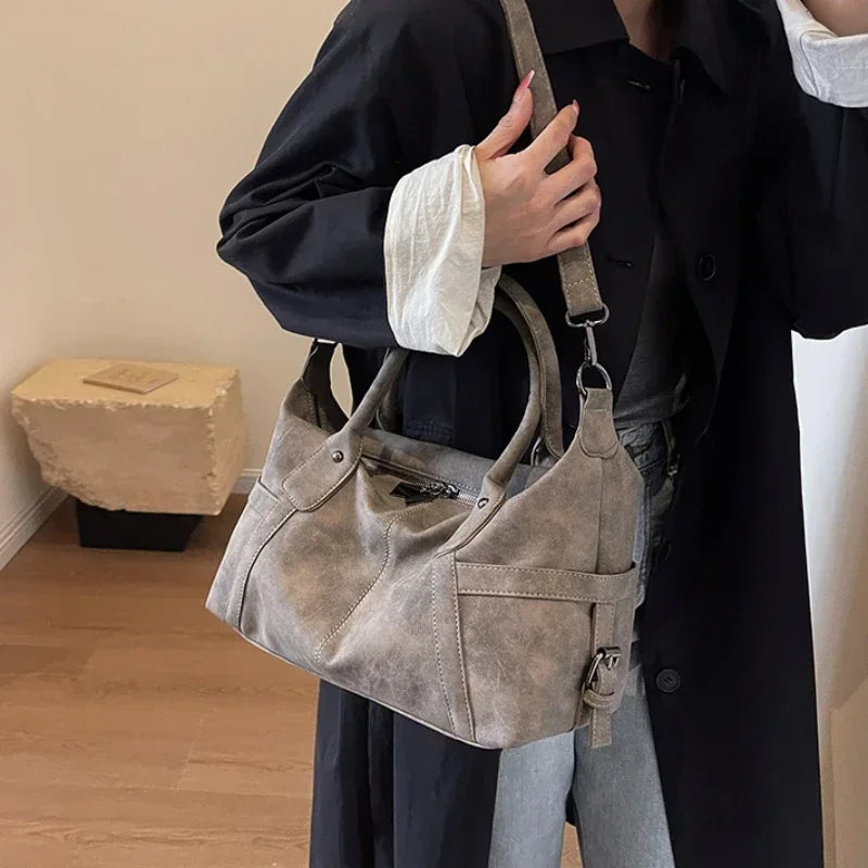 Sacs à bandoulière en cuir PU pour femmes, Design rétro, mode coréenne, sac à aisselles de grande capacité, fourre-tout, 2024