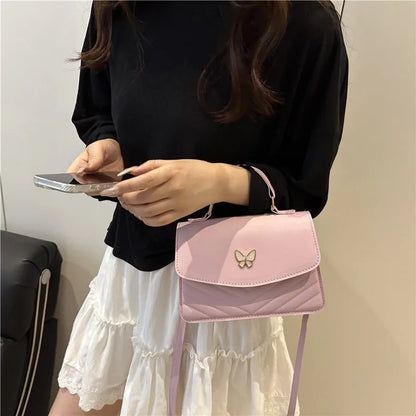 Sac papillon porte-bonheur pour femmes, nouvelle mode, couleur unie, texture simple, tendance, beau sac messager à bandoulière décontracté, portable, petit