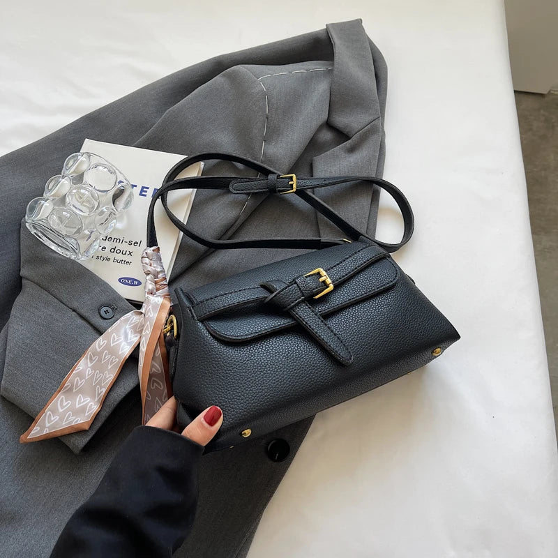 sac a main femme luxe sac de luxe femme haute qualité nouveautés sacs à main MOODS-Sac à bandoulière en cuir PU souple pour femme, motif litchi, ceinture rétro, sac à rabat avec écharpe décorative