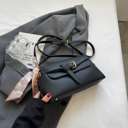 sac a main femme luxe sac de luxe femme haute qualité nouveautés sacs à main MOODS-Sac à bandoulière en cuir PU souple pour femme, motif litchi, ceinture rétro, sac à rabat avec écharpe décorative