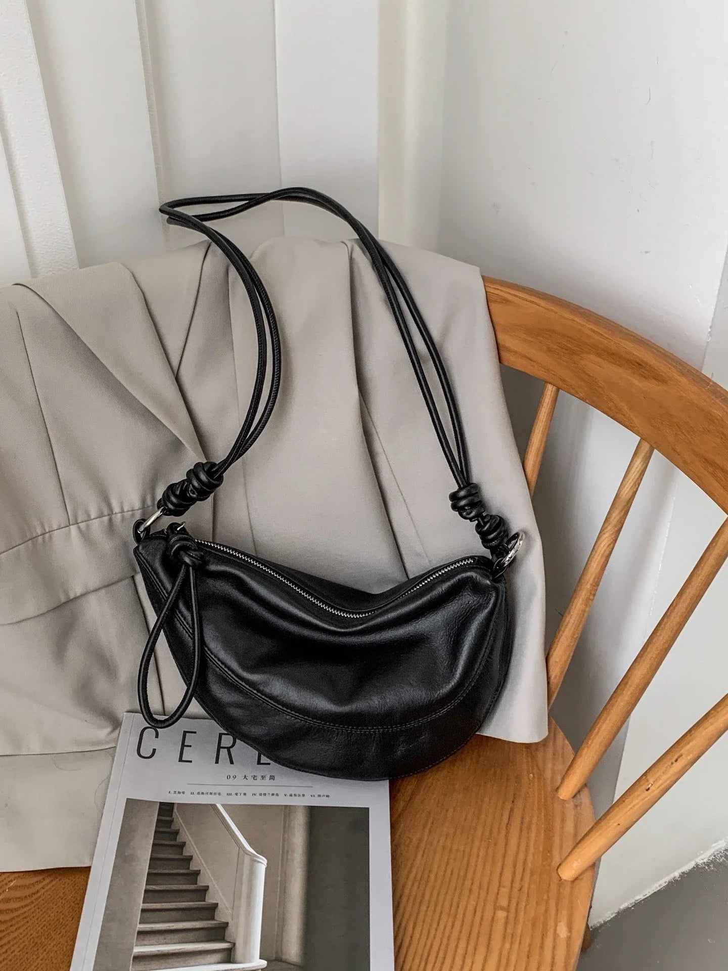 Sac cuir demi-lune