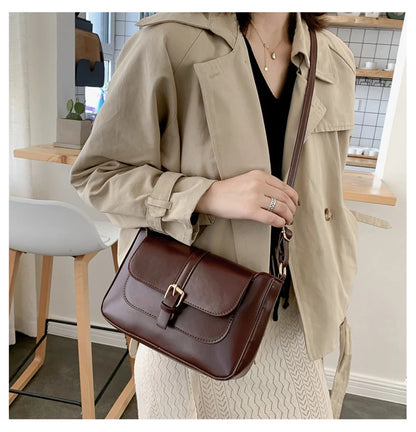 Sacs à bandoulière Vintage en cuir PU pour femmes, sacs à main tendance et bourse rétro, petit sac messager féminin