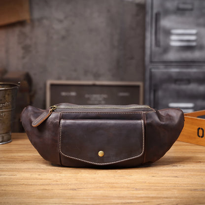 Sac banane homme cuir marron