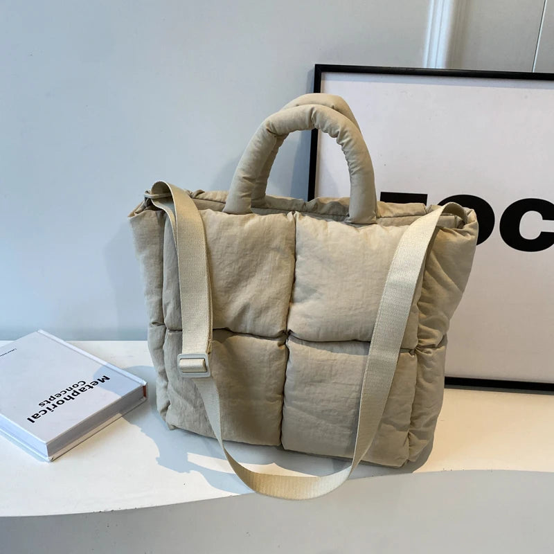 sac de luxe femme sac bandouillère femme MOODS-Sacs à bandoulière carrés pour femmes, sacs à main rembourrés en coton carillon, sac fourre-tout matelassé de grande capacité Lux, printemps, nouveau, 2024