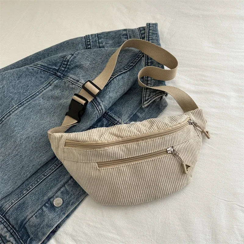 Sac banane femme velours côtelé