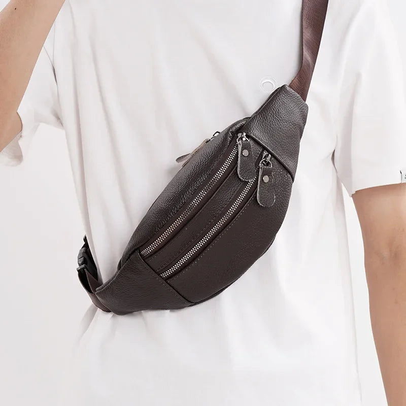 Sac banane cuir 2 poches avant