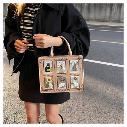 Sacs fourre-tout décontractés de marque pour femme, sacs bandoulière messager pour femme, grands sacs à main féminins, sacs de luxe de créateurs, grands sacs à main à motif chat, sacs à bandoulière