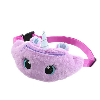 Children's Fanny Pack Cute Unicorn Plush Toys Belt Gradient Color Chest Bag Cartoon Coin Purse Travel Chest Bag Girls Waist Bag