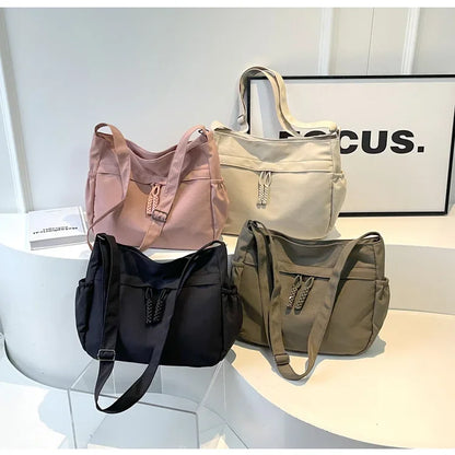 Sac à Bandoulière Hobos en Nylon pour Femme, Sacoche à Fermeture Éclair, Décontractée, Solide, de Grande Capacité, à la Mode, 2025