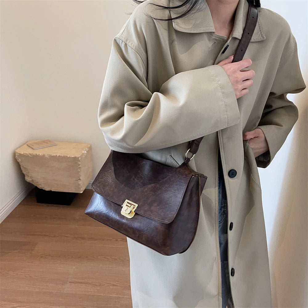 MOODS-Sacs à bandoulière rétro pour femmes, cuir PU souple, sac fourre-tout à rabat lancé, sacs de messager de luxe, dernier créateur de mode, 2024