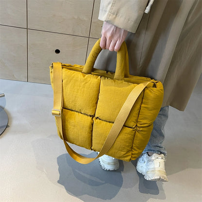 sac de luxe femme sac bandouillère femme MOODS-Sacs à bandoulière carrés pour femmes, sacs à main rembourrés en coton carillon, sac fourre-tout matelassé de grande capacité Lux, printemps, nouveau, 2024