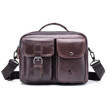 Sac à bandoulière en cuir véritable pour hommes, sac à bandoulière décontracté rétro en peau de vache avec couche supérieure, sac carré à bandoulière pour hommes