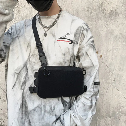 Sac de poitrine tactique unisexe, sac Streetwear Hip Hop, sac de taille fonctionnel, sac de poitrine à bandoulière réglable, sac à dos de gilet d'extérieur