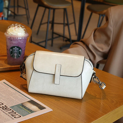 Sac à bandoulière en cuir de vachette véritable pour femme, petit sac à main à coque initié, sac de téléphone décontracté pour femme, huile d'avertissement, à la mode et polyvalent