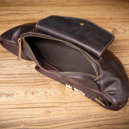 Sac banane homme cuir marron