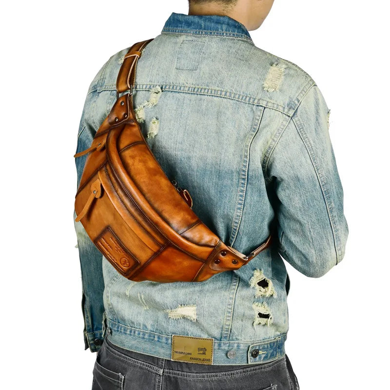 Grand sac banane cuir