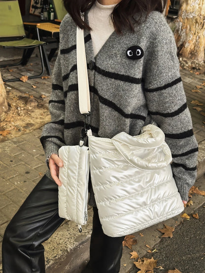 sac de luxe femme sac bandoulière femme sac de luxe femme marque célèbre MOODS-Ensemble de Sacs à Main en Tissu de Coton Matelassé pour Femme, 2 en 1, observateur, Grande Capacité, Cabas, Dernière Collection Hiver 2025