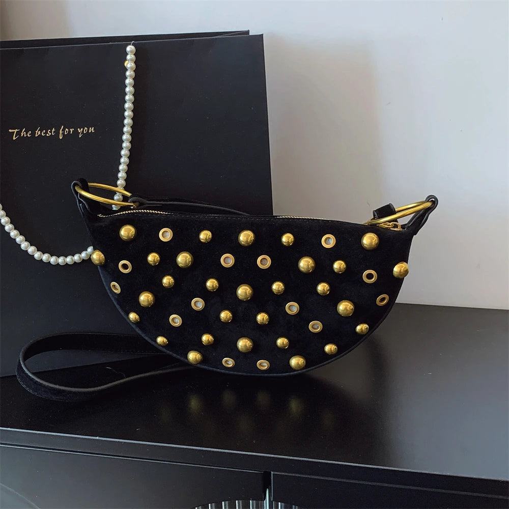 Sac demi-lune daim