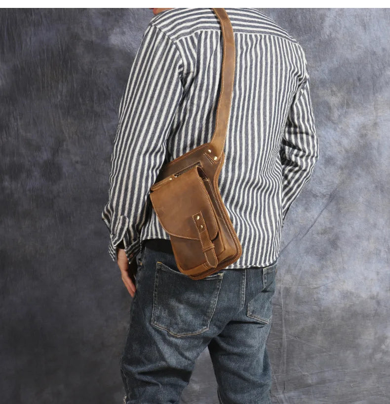 Pochette homme cuir marron