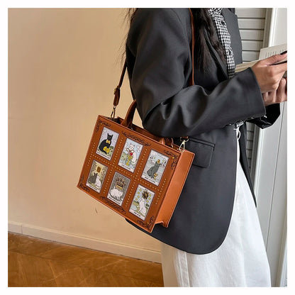 Sacs fourre-tout décontractés de marque pour femme, sacs bandoulière messager pour femme, grands sacs à main féminins, sacs de luxe de créateurs, grands sacs à main à motif chat, sacs à bandoulière